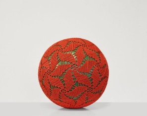 A red crochet ball.