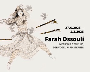 Key Visual der Ausstellung mit einer Frau auf die Gewehre gerichtet sind.