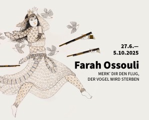 Key Visual der Ausstellung mit einer Frau auf die Gewehre gerichtet sind.
