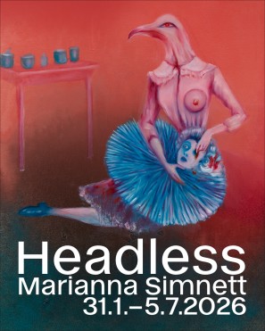 The key visual shows a seated bird figure holding a head in both hands.