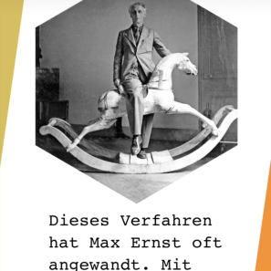 Foto: Ein Foto von Max Ernst mit einem Text zur Entstehung der Assemblage 