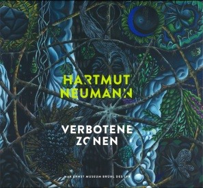 Das Cover des Kataloges "Hartmut Neumann - Verbotene Zonen", darauf der Schriftzug sowie eine Malerei abgebildet.